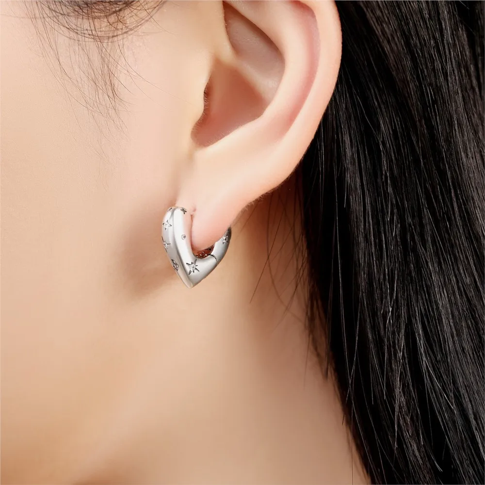 Women's 925 Sterling Silver Star Moon Heart Shape Earrings