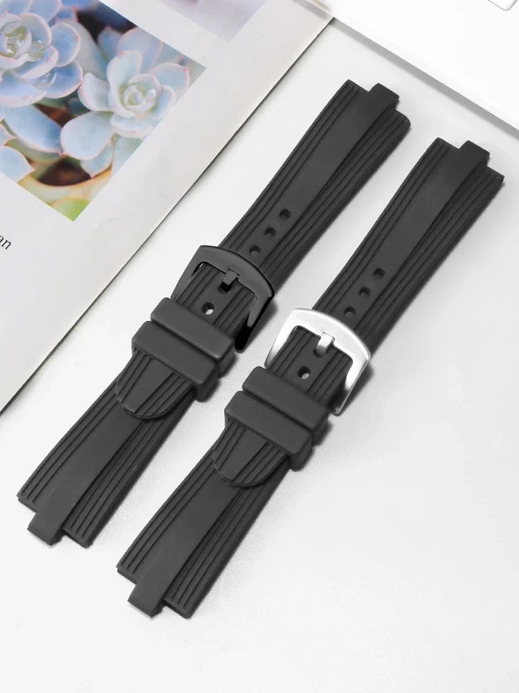 Silicone Watchband for Bvlgari Diagono Series Convex Interface Waterproof  Men 22mmx7mm Black Rubber Watch Strap Accessories