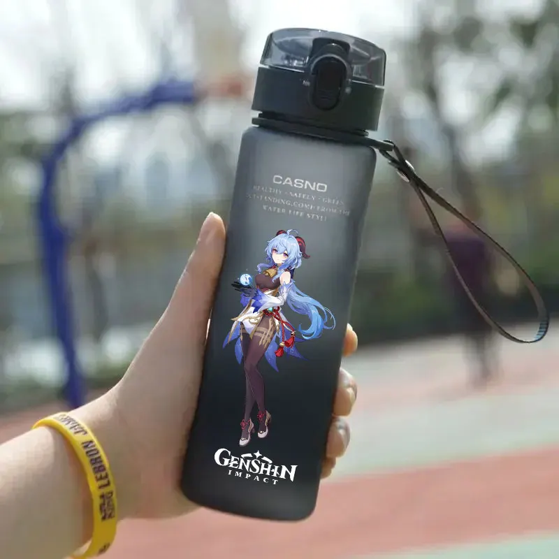 Genshin Impact 560ml Water Cup Drinking Outdoor Cartoon Large Capacity GanYu Klee KeQing Water Bottle Children Portable Plastic