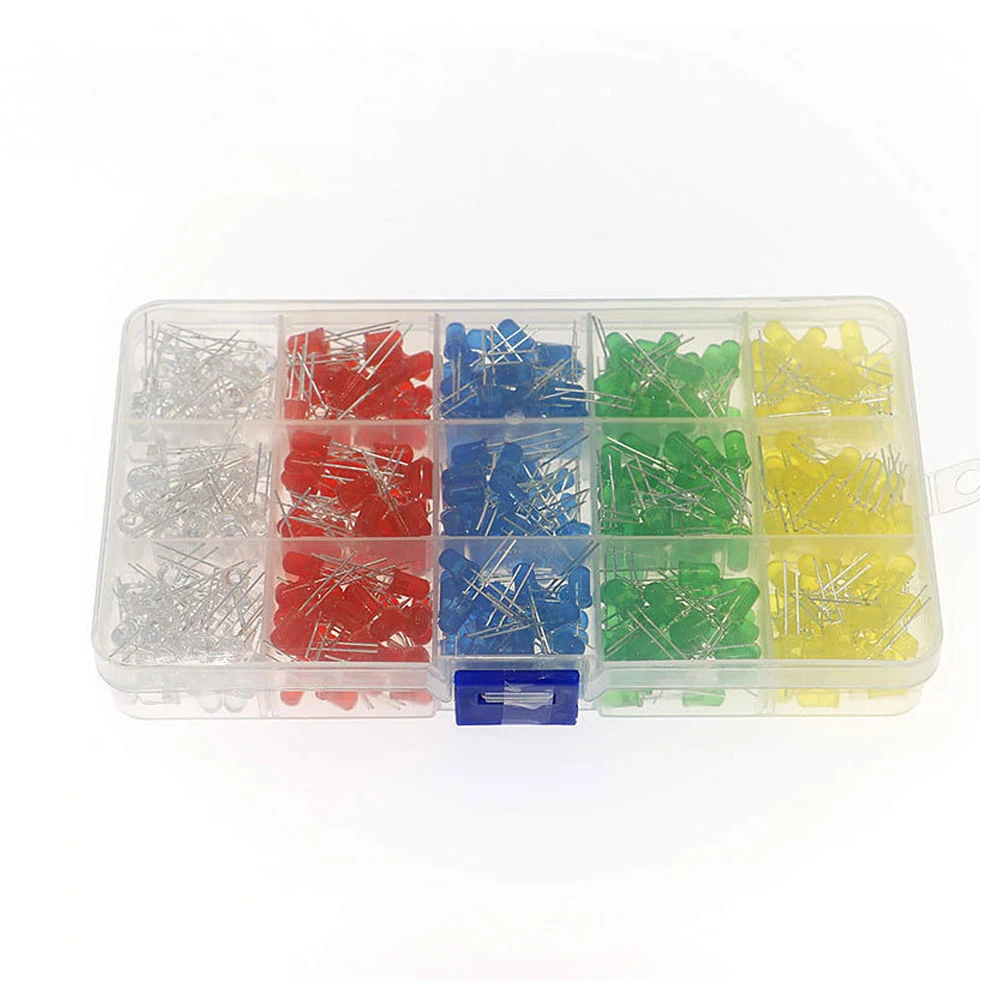 500PCS F3 F5 3mm 5mm LED Diode Round 5‑Color Each 100PCS  LED Light‑Emitting Diodes for Circuit Experiment