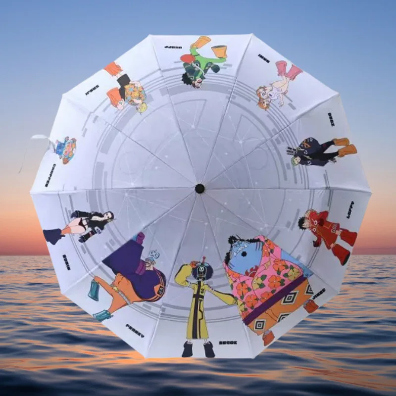 ร่มกันลมอัตโนมัติ 10 ก้าน ลายการ์ตูนอนิเมะวันพีซ หัวไข่ กันแดด ป้องกันรังสียูวี ร่มพับได้ อุปกรณ์กันฝน