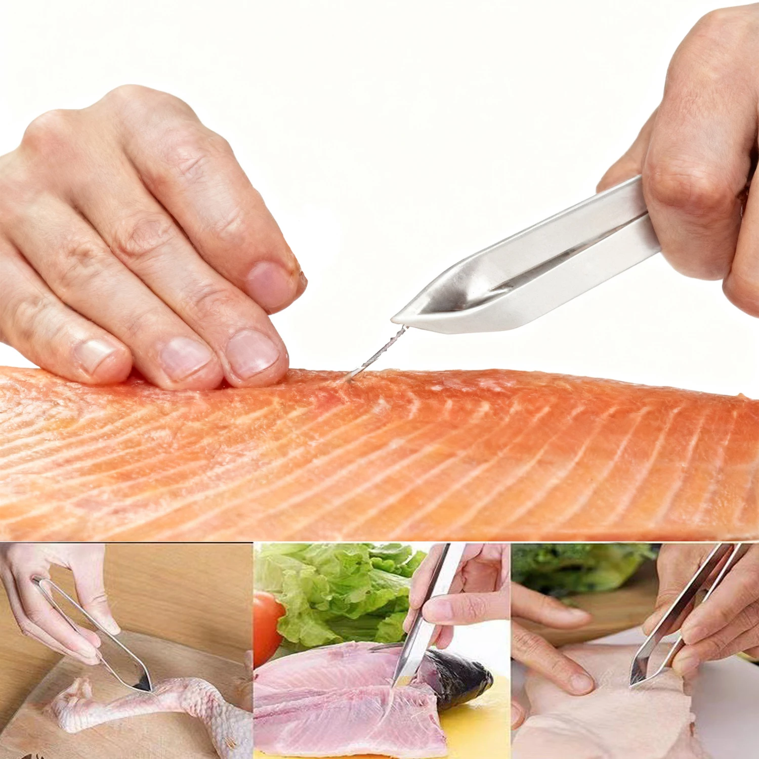 430 Edelstahl Fisch Knochen Pinzette Zange Clip Puller Entferner Zange Fisch Knochen Zupfen Klemme Küche Gadgets Werkzeuge Liefert