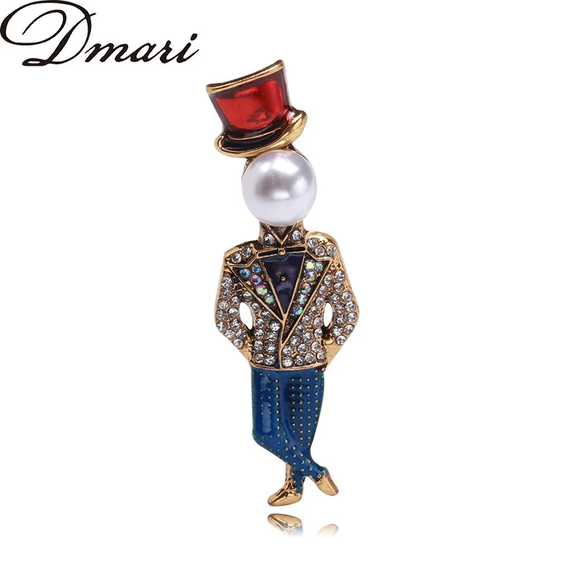 Women Brooch Designer Pearl Face Gentlemen Lapel Pin Top Hat Suit Brooch Pin Party Luxury Jewelry Accessories For Clothing