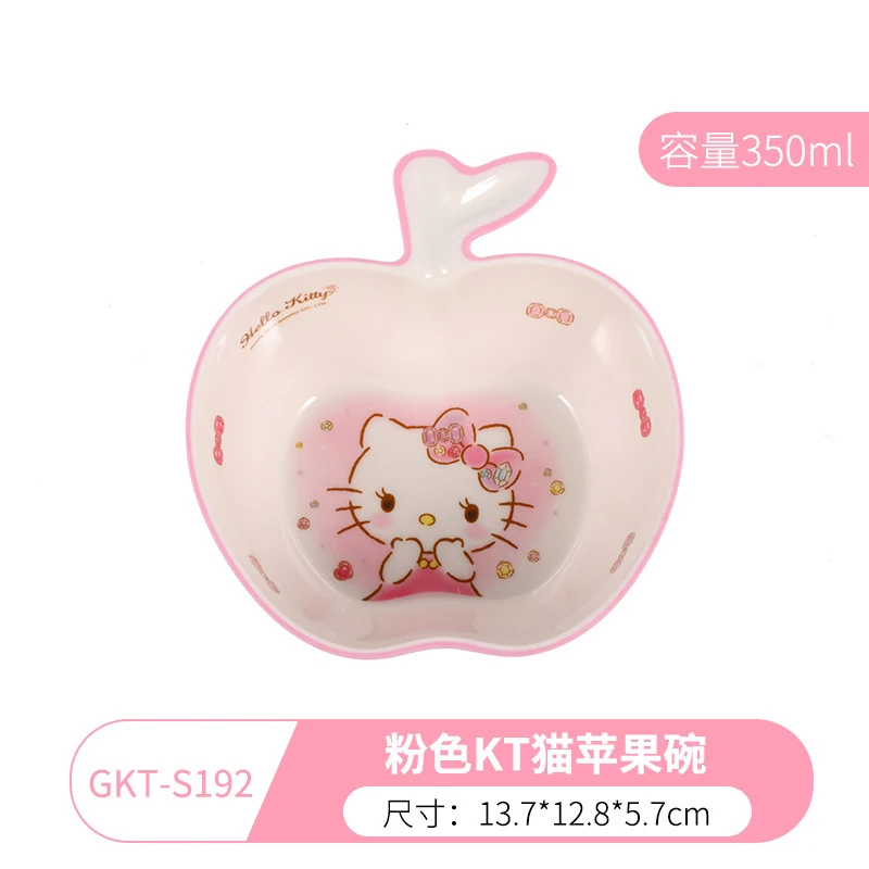 Kawaii Sanrio Tableware Accessories Hello Kittys Cartoon Melamine Bowl Set Cute Beauty Children Spoon Rice Soup Bowl Girls Gift