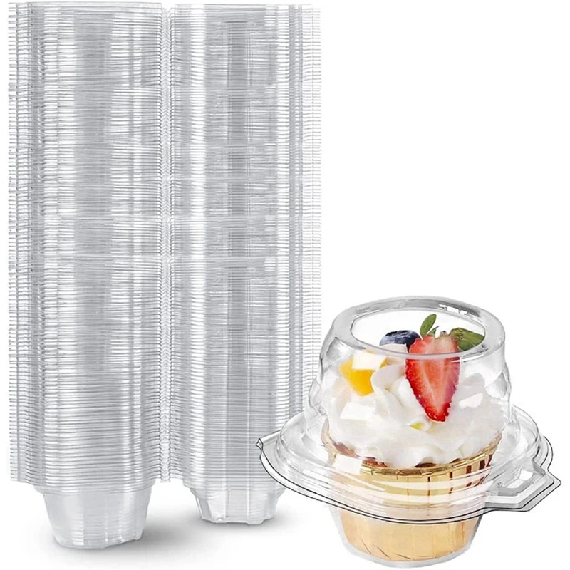 50PCS Individual Cupcake Containers Stackable Single Compartment With Airtight Dome Lid