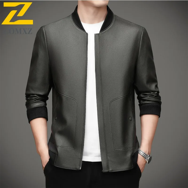 Herbst Neue Lederjacke Männer 2025, Mode, Klassisch, Dünn, Weich, Abnehmbare Kapuze, Ledermantel, Business Casual, Leichte Oberbekleidung