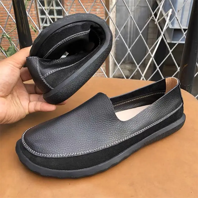 

Genuine leather men's fisherman shoes new loafers breathable soft leather soft sole black driving leather shoes