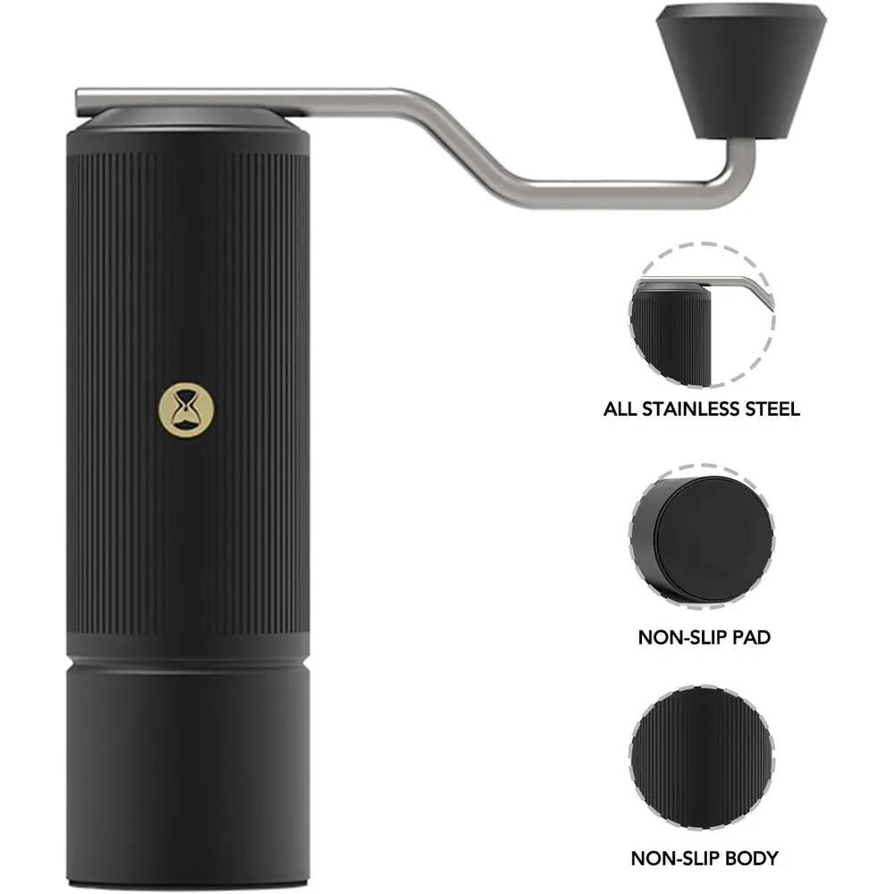 Portable Stainless Steel Conical Burr Coffee Grinder, 20g Capacity, Adjustable Settings, Ideal for Travel and Camping.