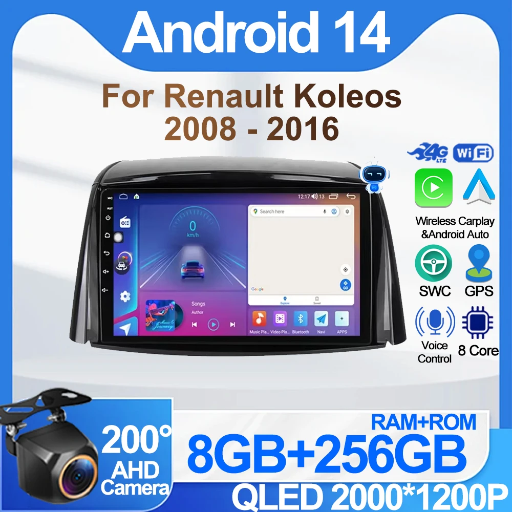 

Android 14 Multimedia Car Radio Player For Renault Koleos 2008 - 2016 Navigation GPS No 2Din DVD 5G Wifi BT 7862 QLED Screen