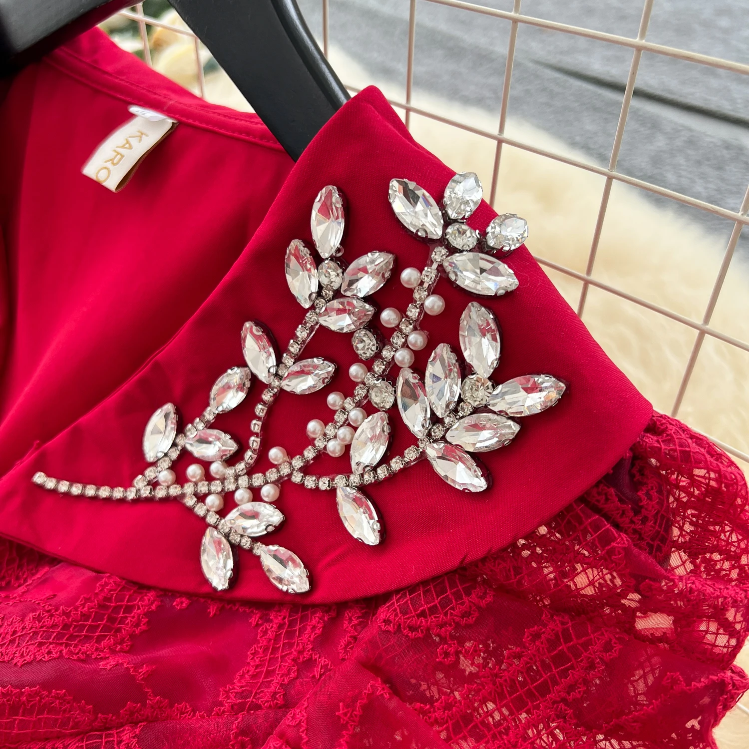 Chic Sexy rhinestone Peter pan Collar Ruched Fairy A-line loose Summer  Women Boho Sundress  women clothing