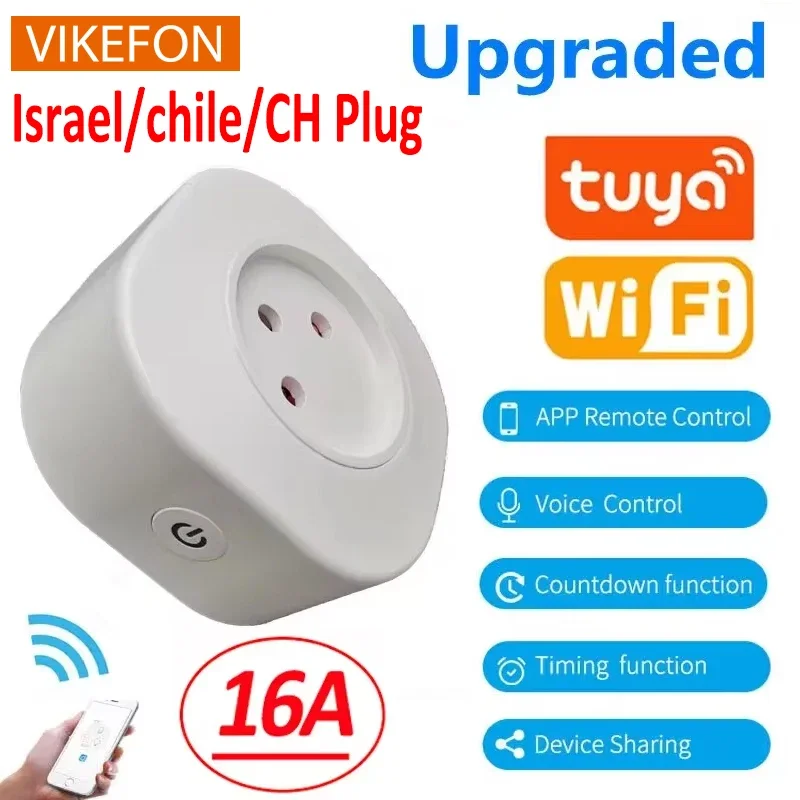 WiFi Smart Plug 16A Israel/Italy/Chile/Switzerland Plug Power Socket Outlet Tuya APP For Alexa Google Home Voice Control Timing