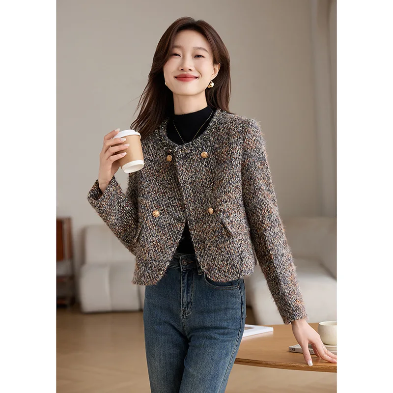 Women's coarse woolen small fragrant style jacket 2025 Spring and Autumn new small fragrant style top