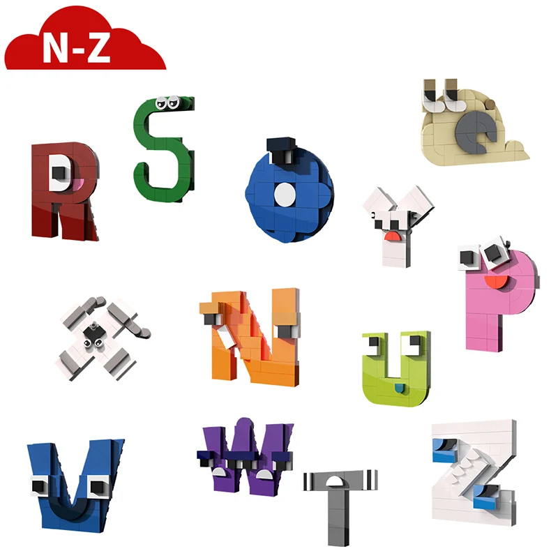 Moc 26 Style Alphabet Building Blocks Kit English Letters Lore (A-Z) Education Bricks Toys For Children Kid Christmas Gifts