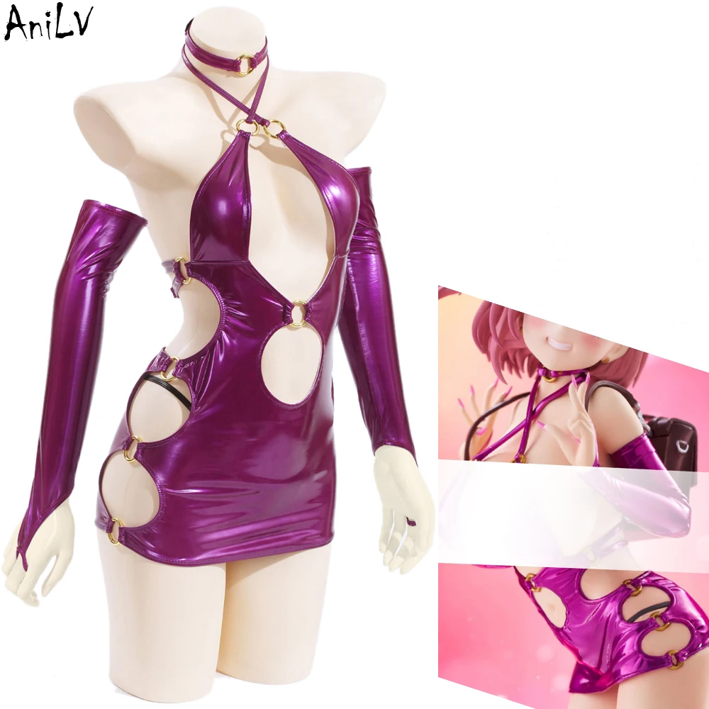 AniLV Anime Idol Groups Girl Stage Performance Costume Cosplay Women Hollow Leather Dress Outfits Costumes Clothes