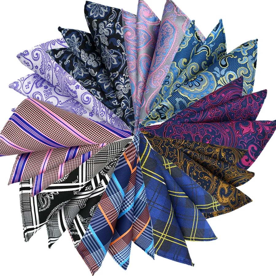 Wholesale Set 10 Piecess Men\'s Pocket Squares 10In Solid Floral Dots  For Men Women Handkerchiefs Set Assorted From 300 Colors