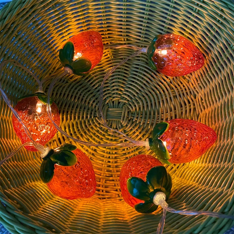 2026 Erdbeer-Lichterkette für Heimdekoration, LED-Hängelichter mit Dauerlicht-Modus für Ostern, Partys und Hochzeiten – Detail 7