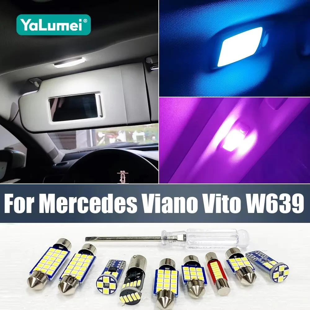 For Mercedes Benz Viano Vito W639 2003-2006 2007 2008 2009 2010 8PCS Car Reading Lights Vanity Mirror Glove Box Lamps Trunk Bulb