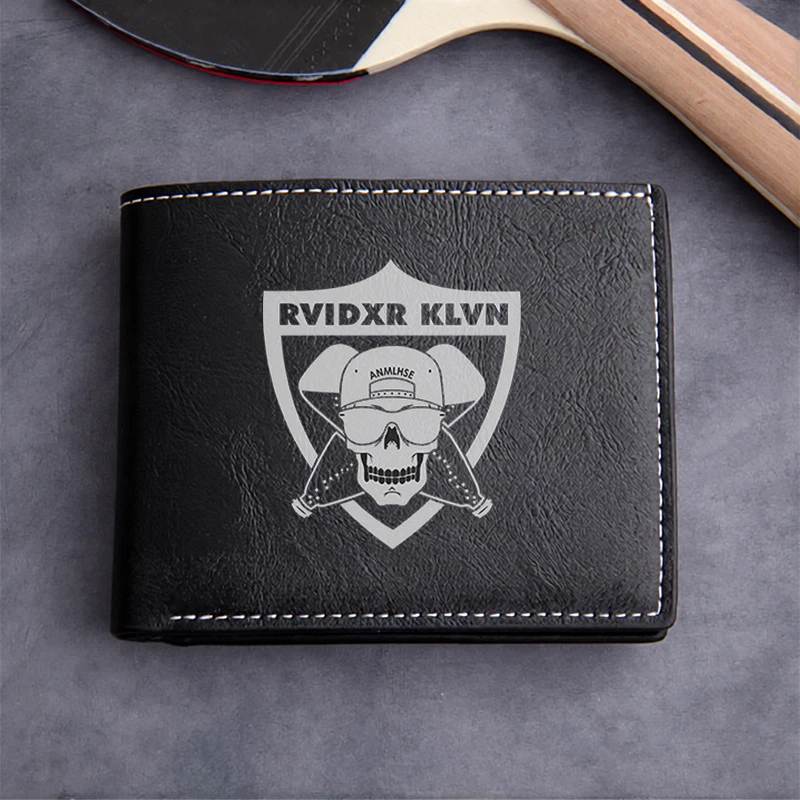 RVIDXR KLVN Premium PU Leather Wallet Minimalist Skull Design Durable Lightweight Business Men's Compact Wallet