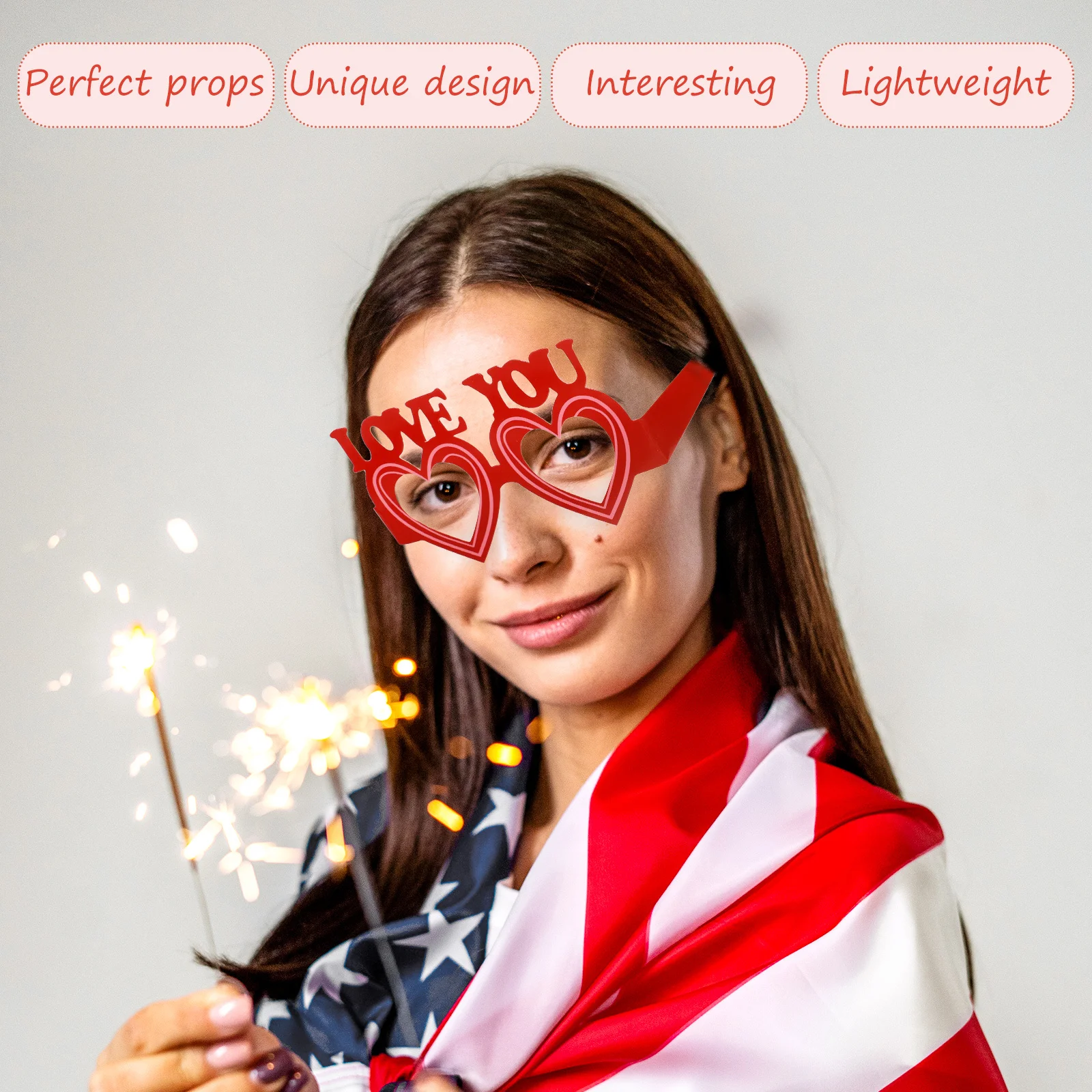 

6Pcs Valentine Heart Paper Glasses Party Eyeglasses Photo Booth Props Festive Valentine Eyewear Fun Eyeglasses Women