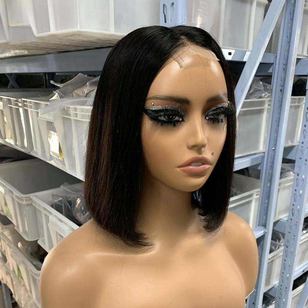 Hochwertige 12A 2*6 Kim Closure Bob Perücken, Schauspielerkopfbedeckung, brasilianisches Echthaar Remy, 8-12 Zoll, 180% Dichte, natürliche Farbe – Detail 2