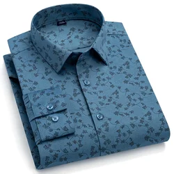 New in shirt printing long-sleeve shirts for men vintage slim fit formal plain shirt soft plaid fashion designer casual clothes