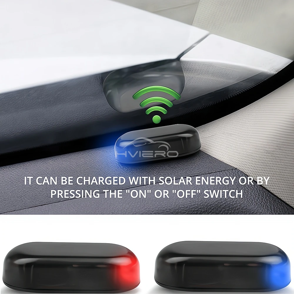Car Solar Powered Security Dummy Truck Alarm Wireless Warning Anti-Theft Caution Lamp Car LED Flashing Imitation Decorative Bulb