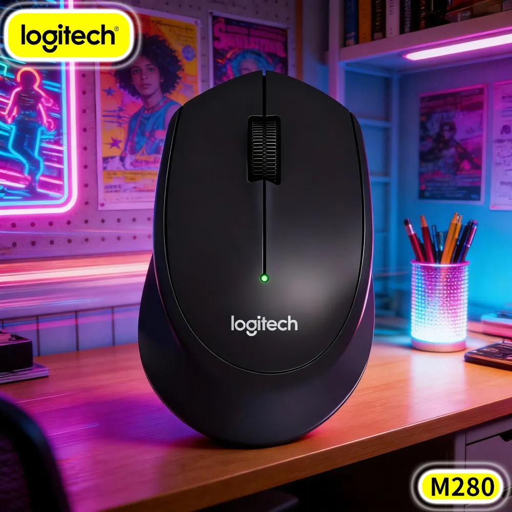 Logitech M280 Ergonomic Wireless Mouse 10M Working Range 18-Month Battery 1000 DPI For Office Home Linux PC