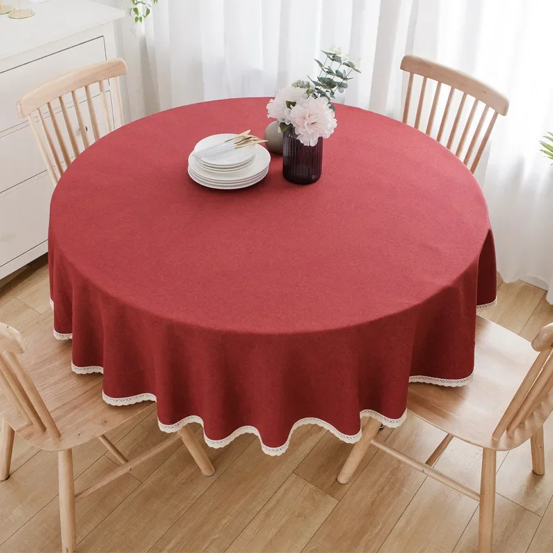 

TUO-1 Red round table home festive tea table tablecloth circular tablecloth
