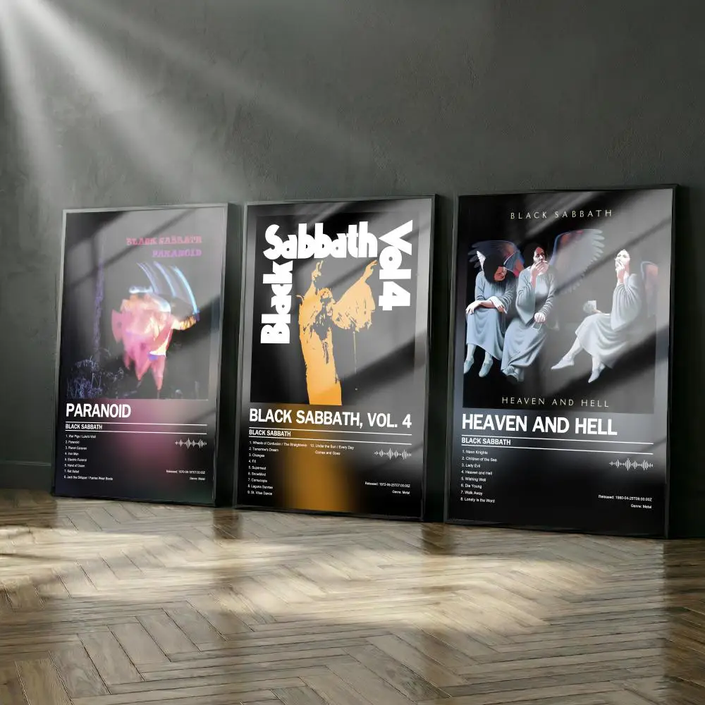 Schwarzes S-Sabbath-Poster-Album-Set, modernes Cover-Wandkunstwerk für Zimmer, Leinwandgemälde, Kunstdruck, Heimwanddekoration, Bild, Geschenk