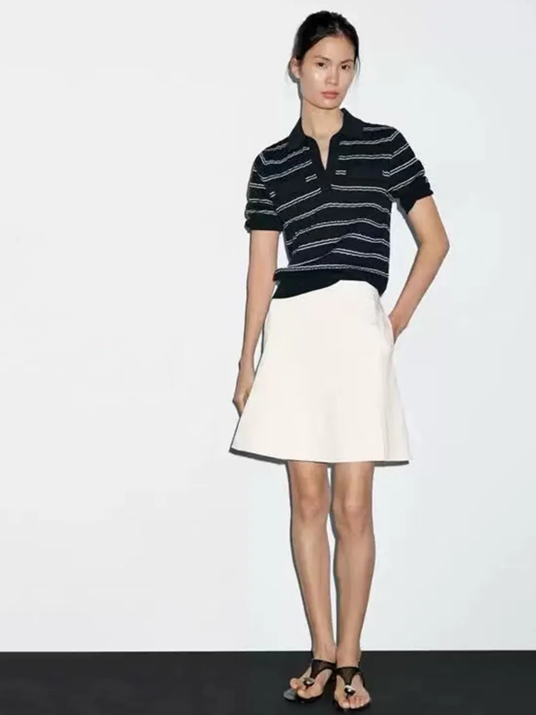 

Трикотаж из чистого хлопка, умный классический трикотаж со средним рукавом для женщин, весна-лето, новое поступление