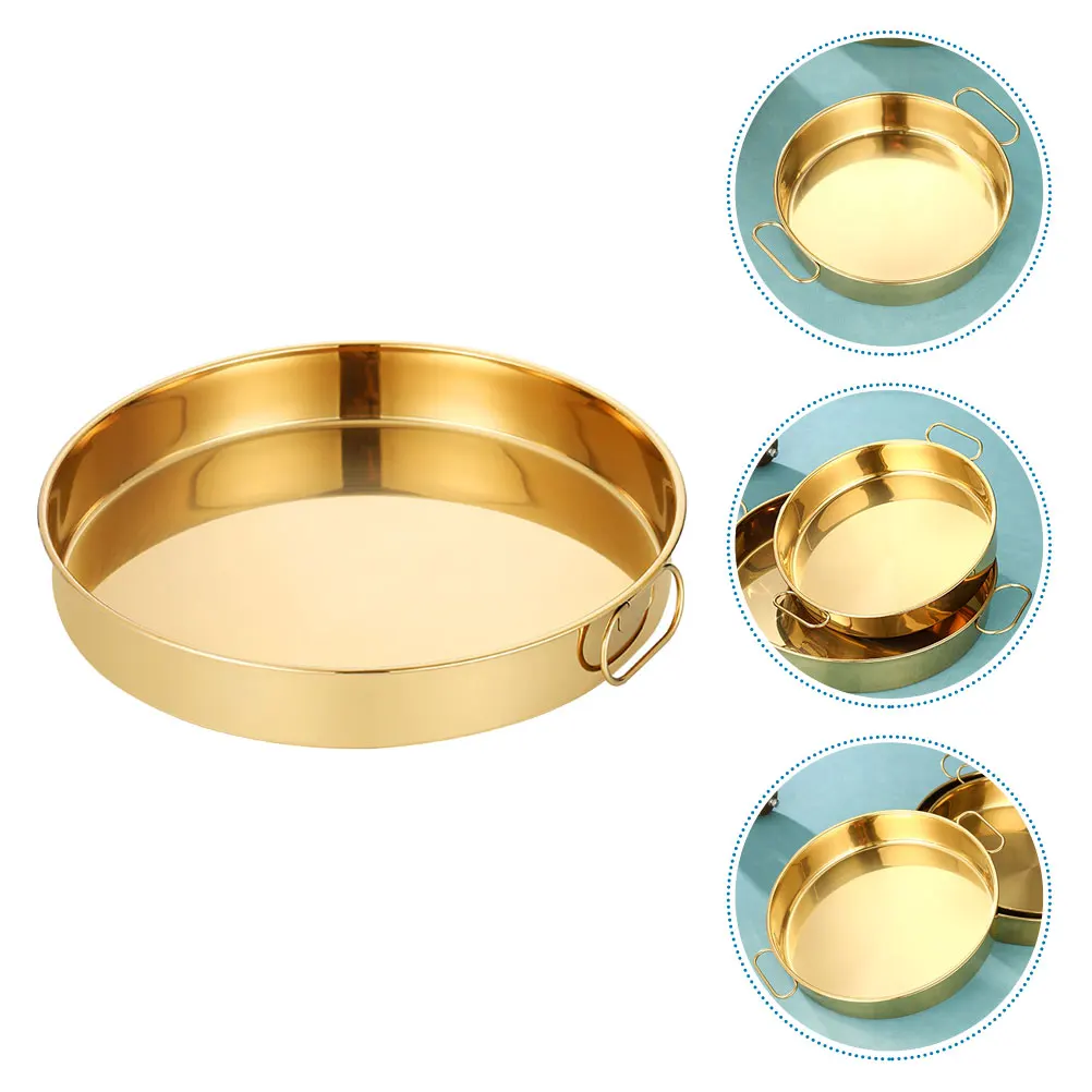 

Stainless Steel Plate Steaming Fish Plate Snack Serving Pan Double Handle Metal Tray Large Capacity Kitchen