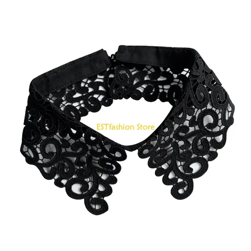 Y5GC Lace Detachable False Collar Elegant Embroidery Hollowout Design Collar Neck Decorative Accessory for Women Sweater