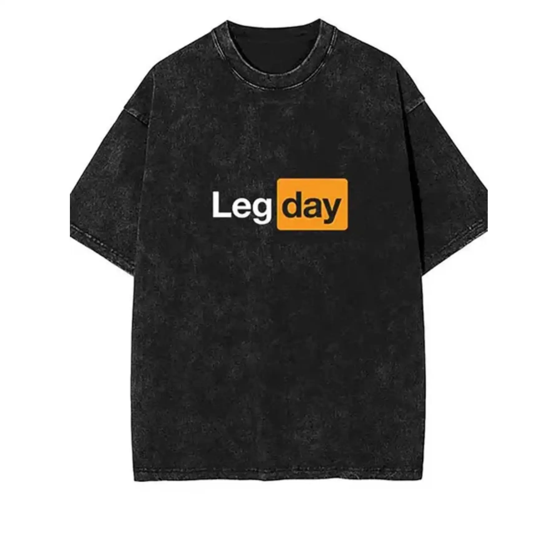 

Unisex Vintage-Style 'Leg Day' Graphic Tee - 100% Cotton, Black Distressed Print T-Shirt For Men & Women, Casual Summer & Fall W