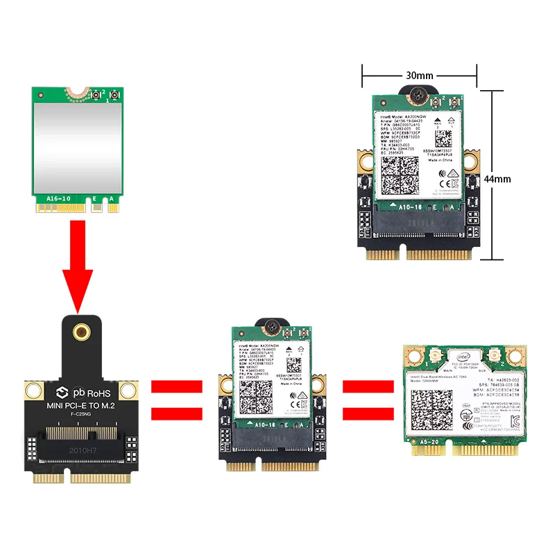 Adattatore USB PCIe M.2 NGFF a Mini PCI-E per scheda Wlan Wireless Bluetooth M.2 Wifi 6 Intel AX200 9260 8265 8260 per Laptop