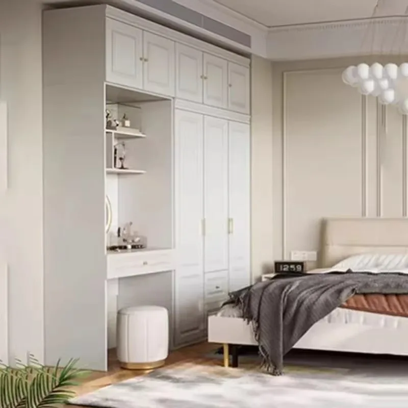 【Nuevo】Armario de Madera con Puertas Blancas y Cajones para Organizar Ropa, Vestidores de Armario Abiertos, Ropero, Muebles
