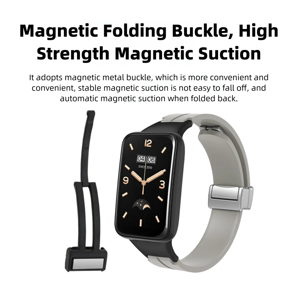 Watch Strap with Magnetic Folding Buckle For Xiaomi Band 7 Pro Quick Release Washable Silicone Adjustable Smart Wristband Unisex