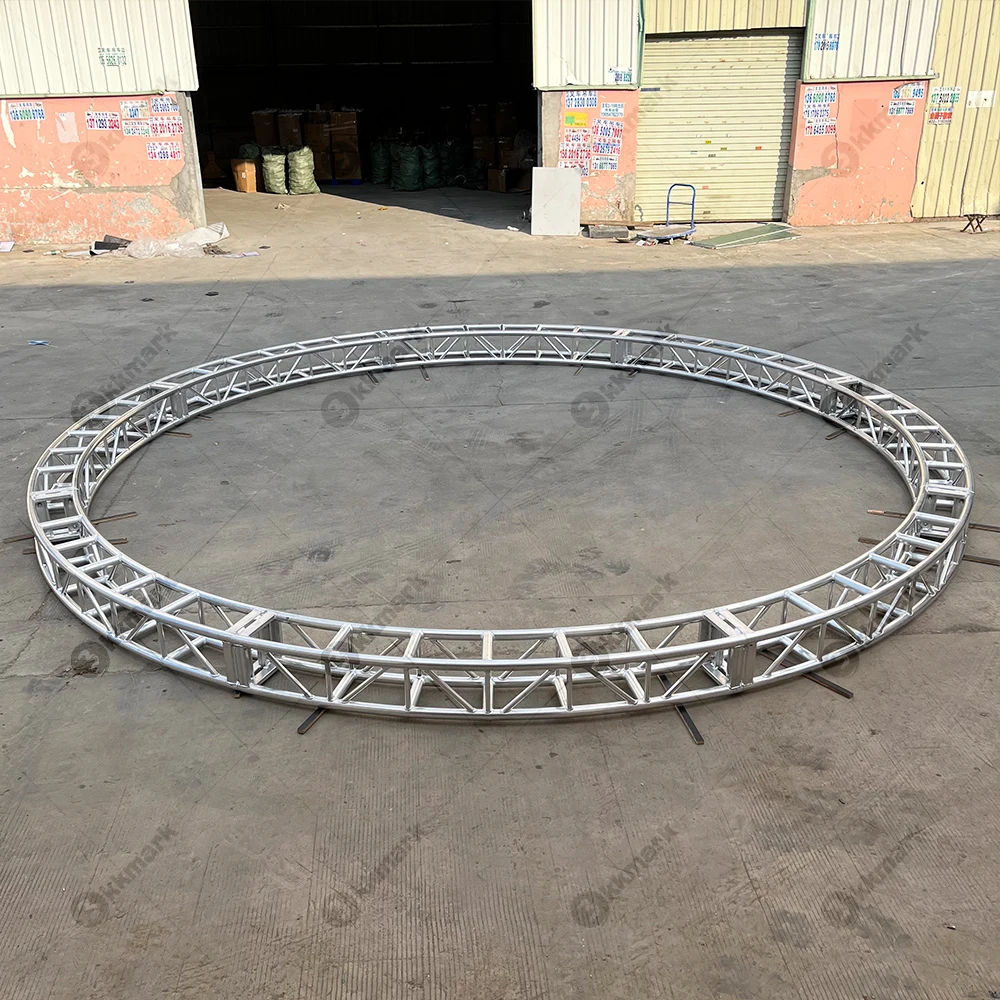 KKMARK 10ft 3m Diameter Circular Square Truss 12 Inch 4 Section Bolted Aluminum Box Lighting Truss for Stage Event
