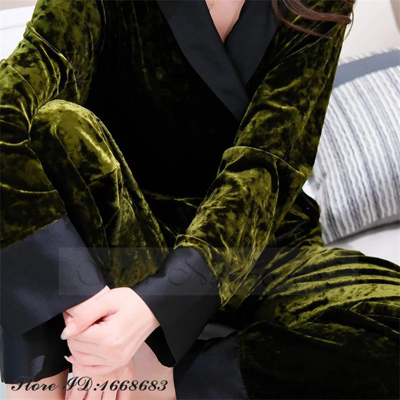 Autumn Winter Female Sleepwear Velvet 2PCS Pajamas Set Fashion Jacquard Loungewear Cardigan Trouser Suits Casual Velour Homewear