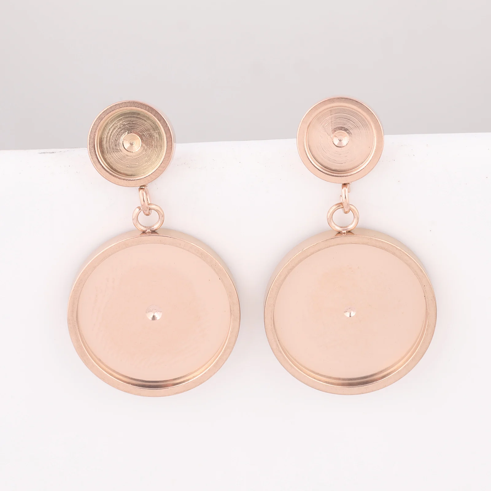 

6pcs Fit 6mm 14mm Cabochon Earring Base Blanks Studs Stainless Steel Rose Gold Earrings Bezel Settings For Jewelry Making