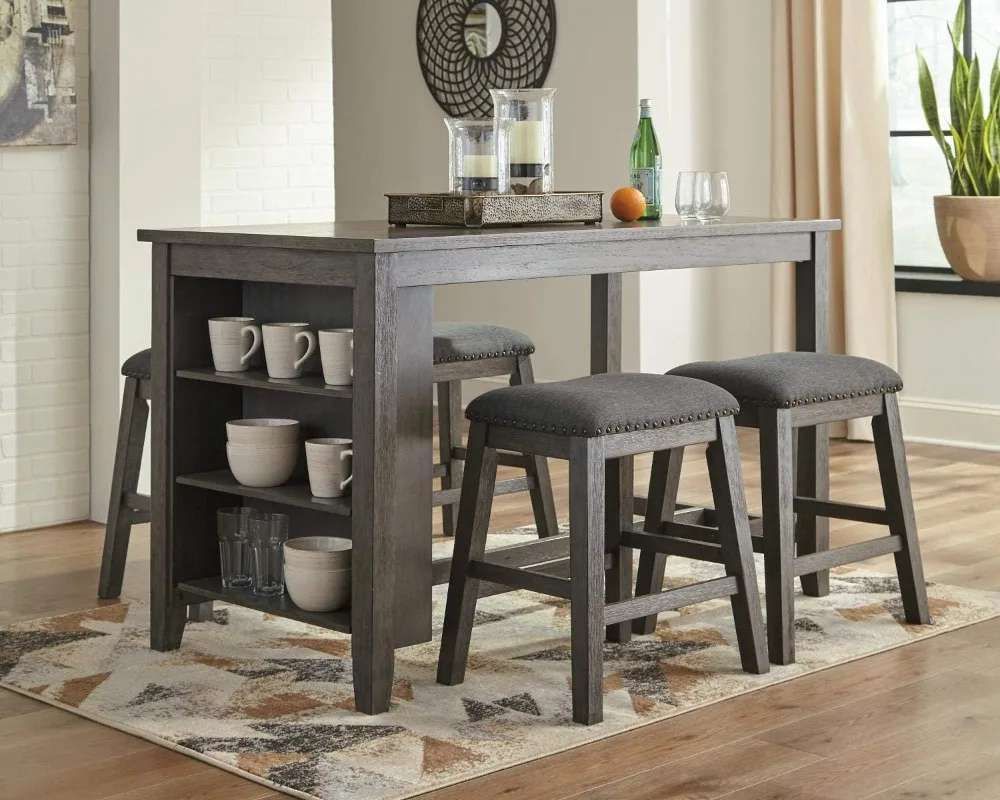 Signature Counter Stools Design By Ashley Caitbrook Rustic 24.4" Counter Height Upholstered Barstool, 2 Count, Gray