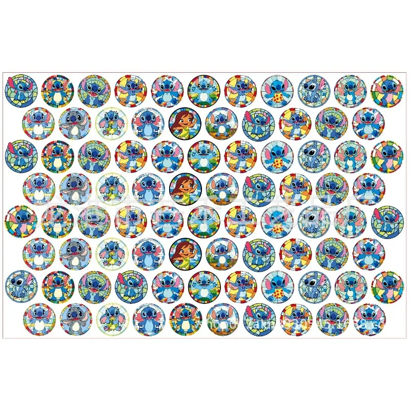 Cartoon Anime Disney Cute Stitch Acrylic Patch 4cm Round 8cm-500g Hand drawn Square Handmade DIY Keychain Accessories Material