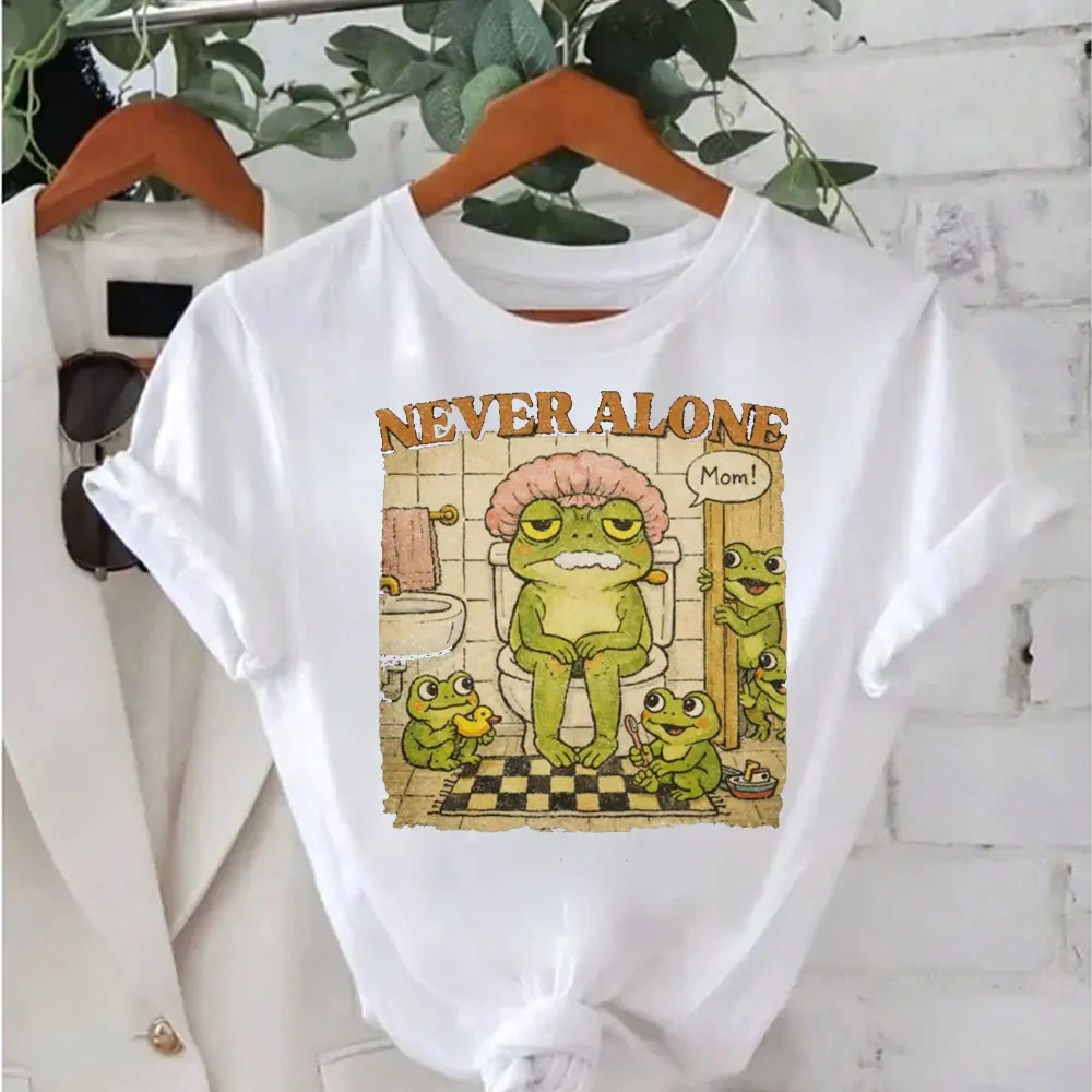 Never Alone Frog Mama Shirt Funny Mother’s Day Gift Tee Mom Life Shirt Vintage Frog Tee Women Fashion Casual T Shirt