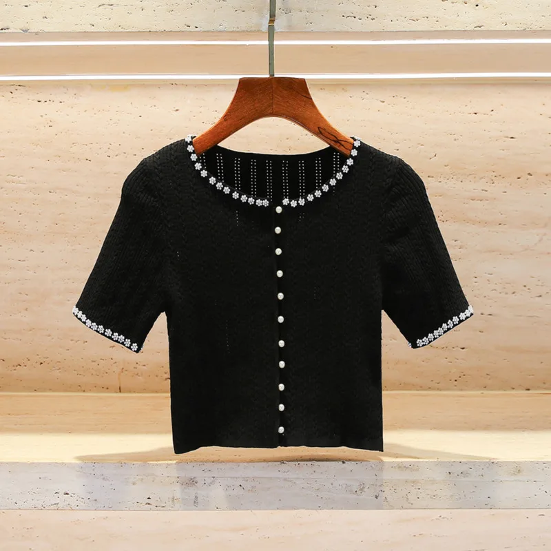 CHUJIE 2025, neues, robustes Kristallstrick-Set – bauchfreie Strickjacke mit Rundhalsausschnitt und ärmelloses Slip-Kleid, vielseitig einsetzbar für Frühling/Sommer/Herbst