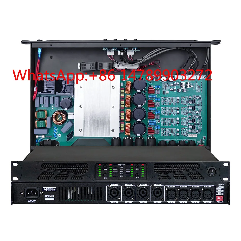 4 Channel Class D Amplifier 4600W 4960W 1U Rackmount Stage Audio Amplifier