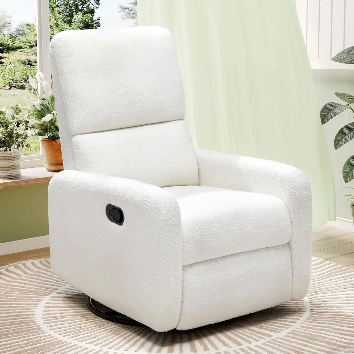 Swivel Rocking Chair, Nursery Glider Recliner Chairs for Adults, Rocker for Living Room Bedroom, Comfy Upholstered Modern Nursin