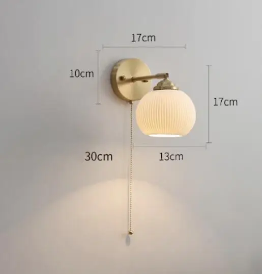 IWHD  Ceramic Wall Lamp Beside Home Lighting Knob Switch