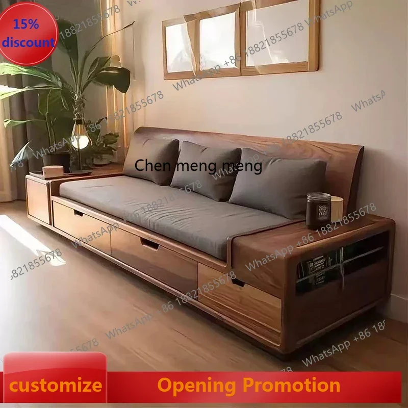 

S8617Новый китайский диван из черного ореха, комбинированный зимний и летний диван двойного назначения из цельного дерева, прямой ряд, современная мебель для гостиной