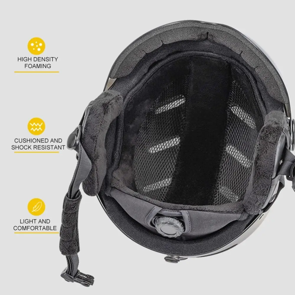 Novo capacete de esqui à prova de vento com óculos eps espuma abs snowboard capacete de segurança 2-em-1 escudo protetor masculino e feminino