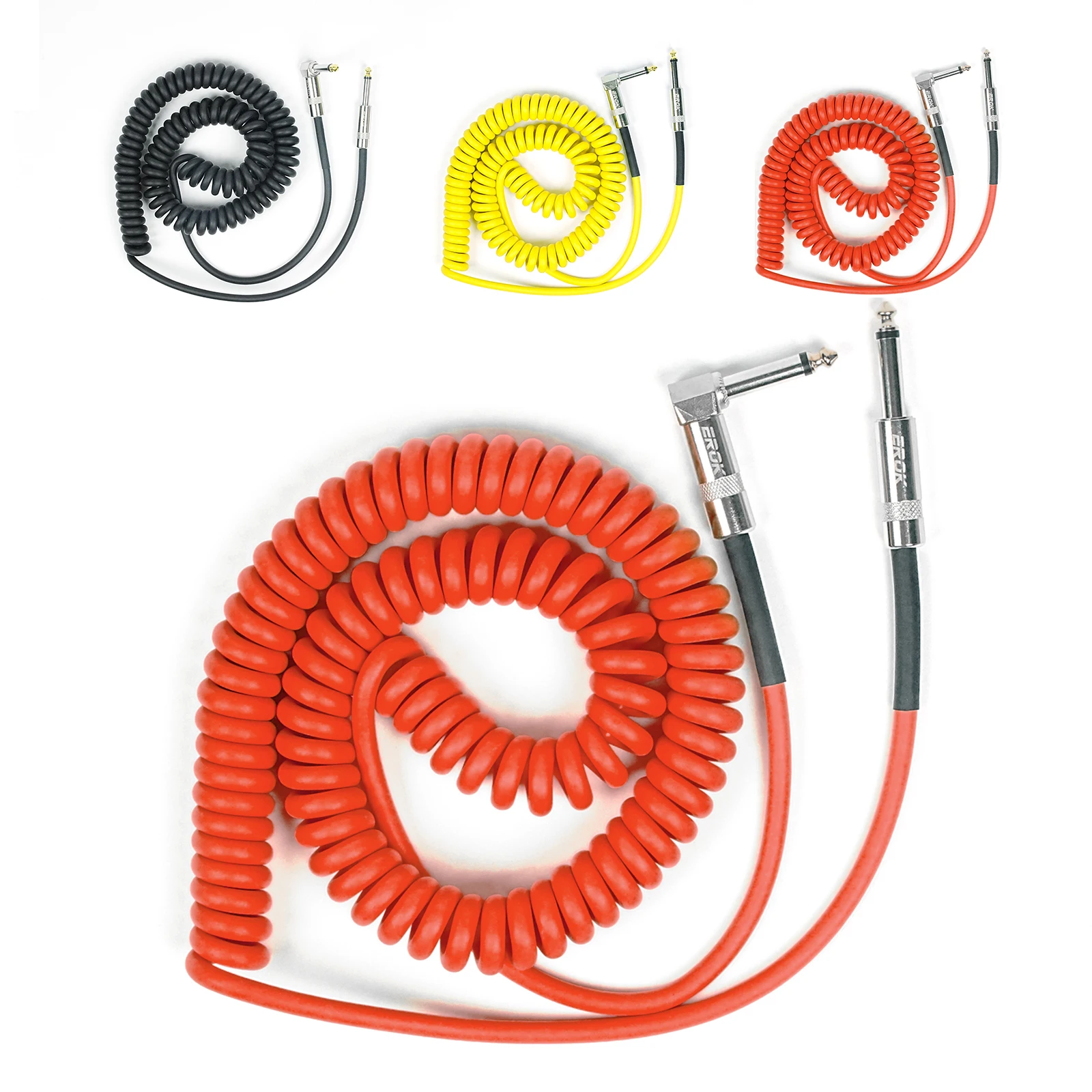 Cable de guitarra eléctrica EROK trenzado 1/4 pies Jack 90 grados TS 6,5mm Audio Mono Cable bajo caja eléctrica Cable de Audio reducción de ruido