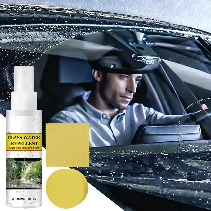 Car Windshield Spray 100ml Antifogging Car Glass Water-Blocking Solution Coating Spray Household Glass Cleaning Car Window